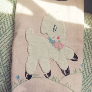 Vintage wool embroidered baby blanket